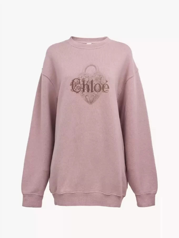 Suéter oversize con logotipo en felpa chiné Suéter oversize con logotipo en felpa chiné