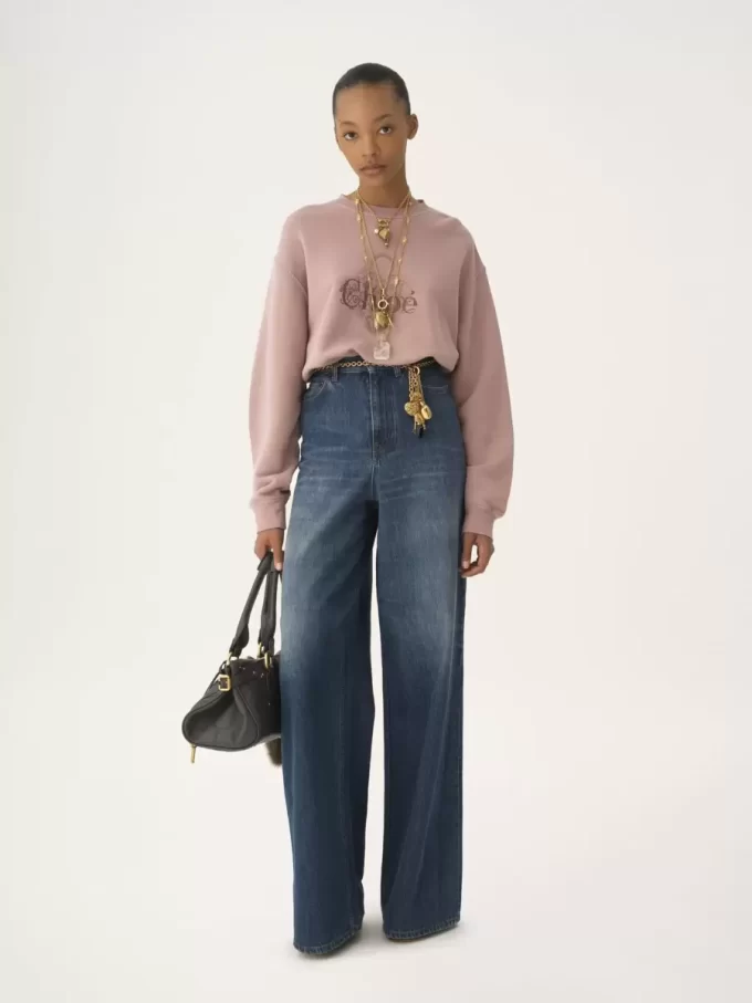 Suéter oversize con logotipo en felpa chiné Suéter oversize con logotipo en felpa chiné
