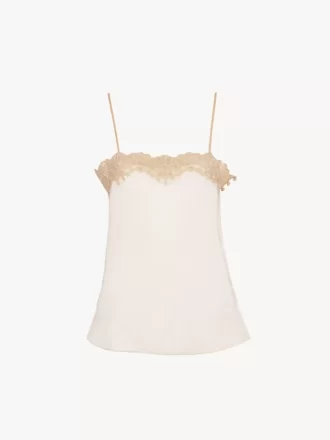 Top ajustado de encaje bordado