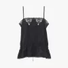 Top camisola con cordón en jacquard de seda y encaje Top camisola con cordón en jacquard de seda y encaje
