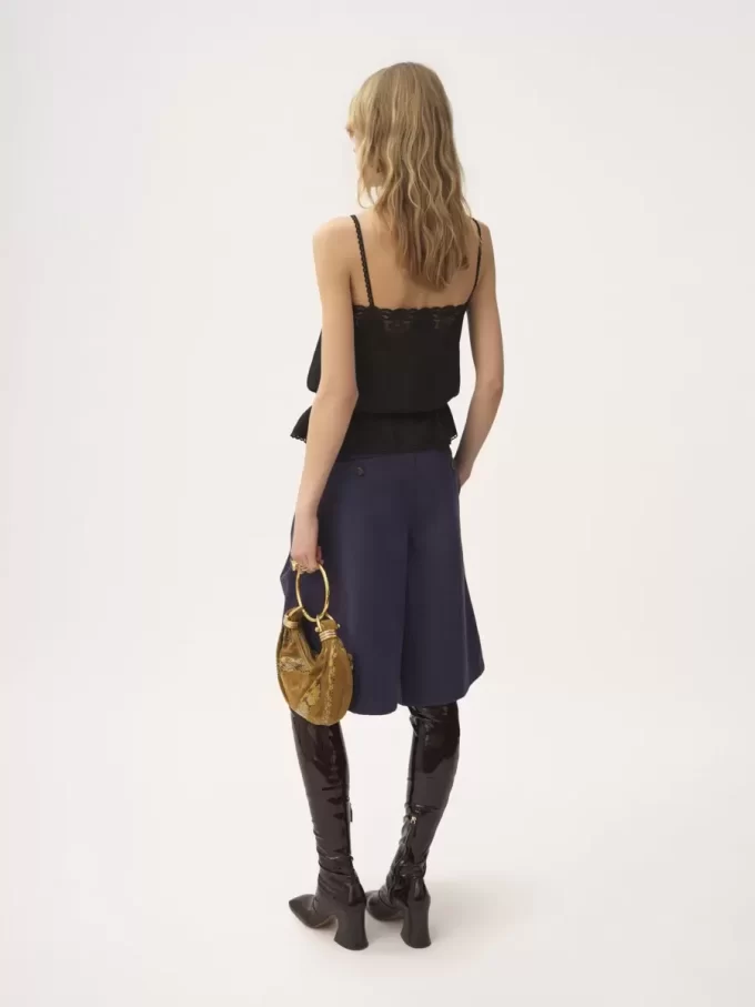 Top camisola con cordón en jacquard de seda y encaje Top camisola con cordón en jacquard de seda y encaje
