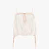 Top camisola con volantes en habotai de seda