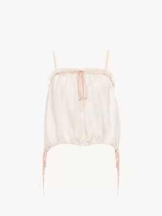 Top camisola con volantes en habotai de seda