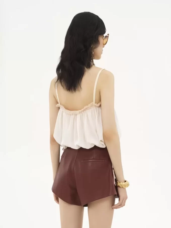 Top camisola con volantes en habotai de seda
