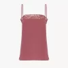 Top camisola de crepé de China & cordón Top camisola de crepé de China & cordón