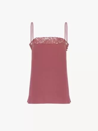 Top camisola de crepé de China & cordón
