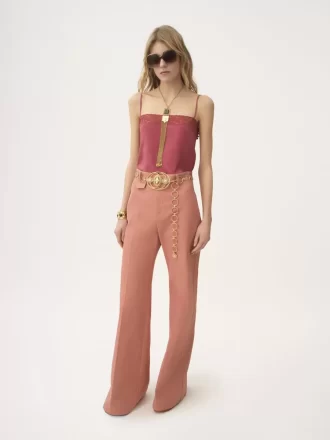 Top camisola de crepé de China & cordón