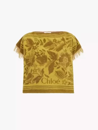 Top con cuello barco y logotipo en jacquard de algodón