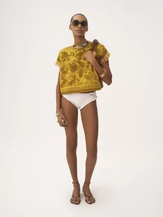 Top con cuello barco y logotipo en jacquard de algodón