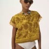 Top con cuello barco y logotipo en jacquard de algodón