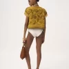 Top con cuello barco y logotipo en jacquard de algodón