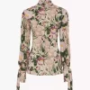 Top de cuello alto abotonado en jersey de lana Top de cuello alto abotonado en jersey de lana