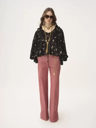 Top maxi fruncido con volantes en charmeuse de seda
