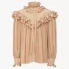 Top oversize con volantes en crepé de China Top oversize con volantes en crepé de China