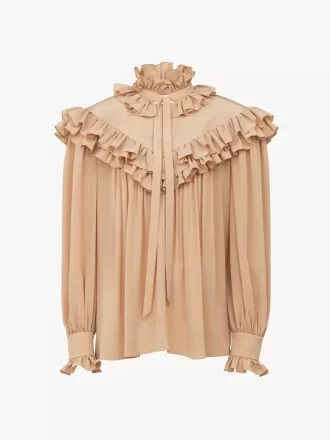 Top oversize con volantes en crepé de China