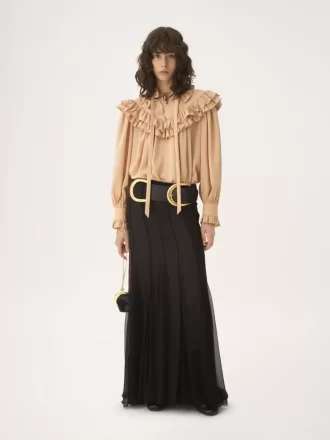 Top oversize con volantes en crepé de China