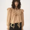 Top oversize con volantes en crepé de China Top oversize con volantes en crepé de China