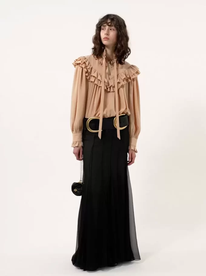 Top oversize con volantes en crepé de China Top oversize con volantes en crepé de China