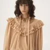 Top oversize con volantes en crepé de China Top oversize con volantes en crepé de China