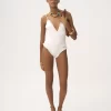Traje de baño de una pieza con cuello en V y volantes Traje de baño de una pieza con cuello en V y volantes