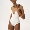 Traje de baño de una pieza con cuello en V y volantes Traje de baño de una pieza con cuello en V y volantes