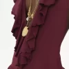 Traje de baño de una pieza con cuello en V y volantes Traje de baño de una pieza con cuello en V y volantes