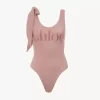 Traje de baño de una pieza con logo y tirantes anudados Traje de baño de una pieza con logo y tirantes anudados
