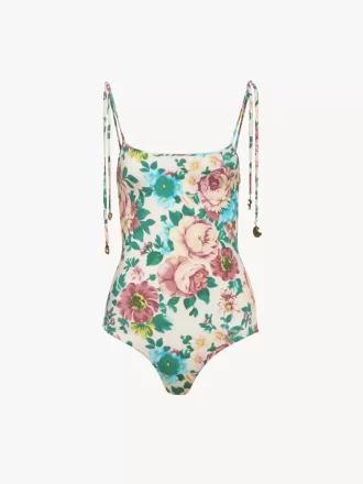 Traje de baño de una pieza con tirantes anudados
