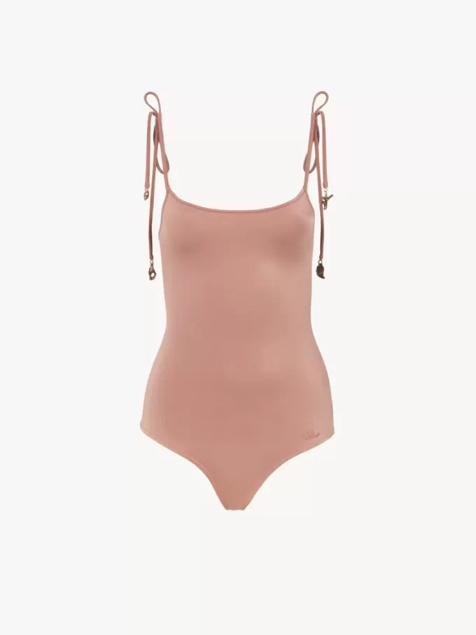 Traje de baño de una pieza con tirantes anudados Traje de baño de una pieza con tirantes anudados