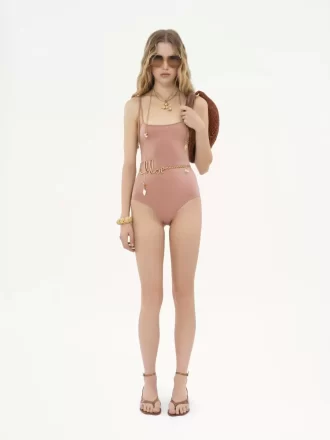 Traje de baño de una pieza con tirantes anudados