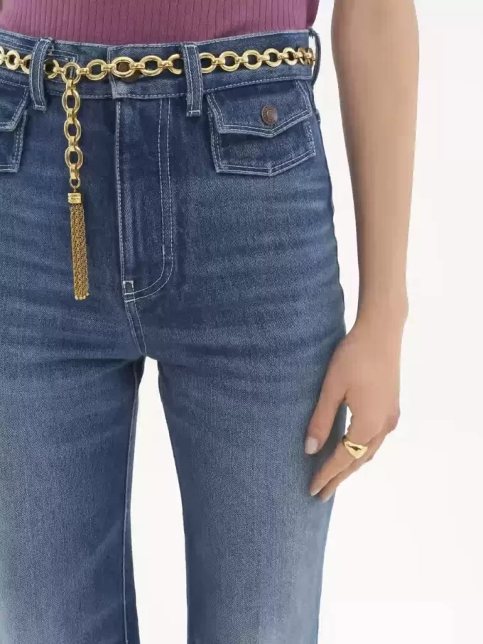 Vaqueros acampanados de tiro alto en denim