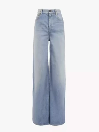Vaqueros de tiro alto y pierna ancha en denim