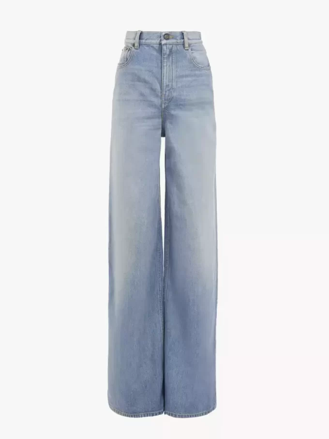 Vaqueros de tiro alto y pierna ancha en denim
