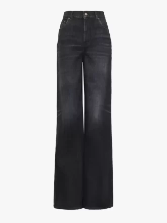 Vaqueros de tiro alto y pierna ancha en denim