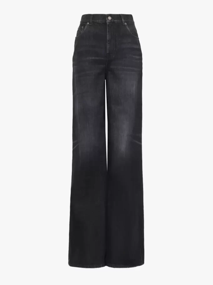 Vaqueros de tiro alto y pierna ancha en denim