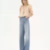 Vaqueros de tiro alto y pierna ancha en denim