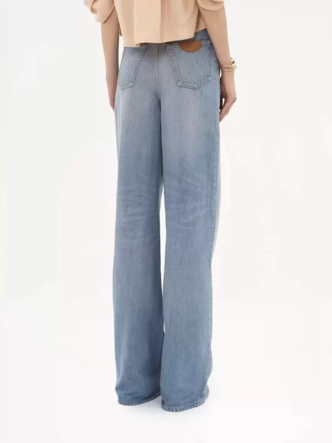 Vaqueros de tiro alto y pierna ancha en denim