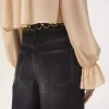 Vaqueros de tiro alto y pierna ancha en denim