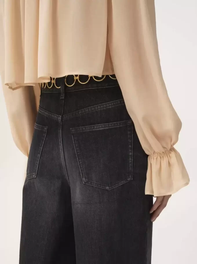 Vaqueros de tiro alto y pierna ancha en denim