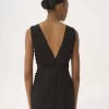 Vestido columna sin mangas en jacquard de seda y encaje Vestido columna sin mangas en jacquard de seda y encaje