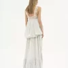 Vestido con volantes altos y bajos en habotai de seda y encaje Vestido con volantes altos y bajos en habotai de seda y encaje