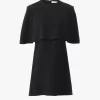 Vestido corto tipo capa en crepé de viscosa