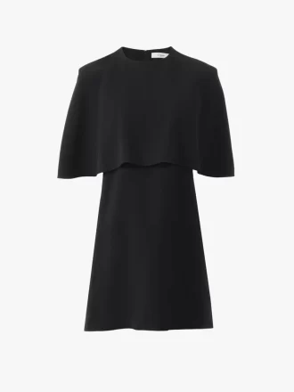 Vestido corto tipo capa en crepé de viscosa