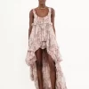 Vestido de volantes altos y bajos en muselina de seda Vestido de volantes altos y bajos en muselina de seda