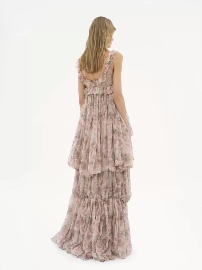 Vestido de volantes altos y bajos en muselina de seda Vestido de volantes altos y bajos en muselina de seda