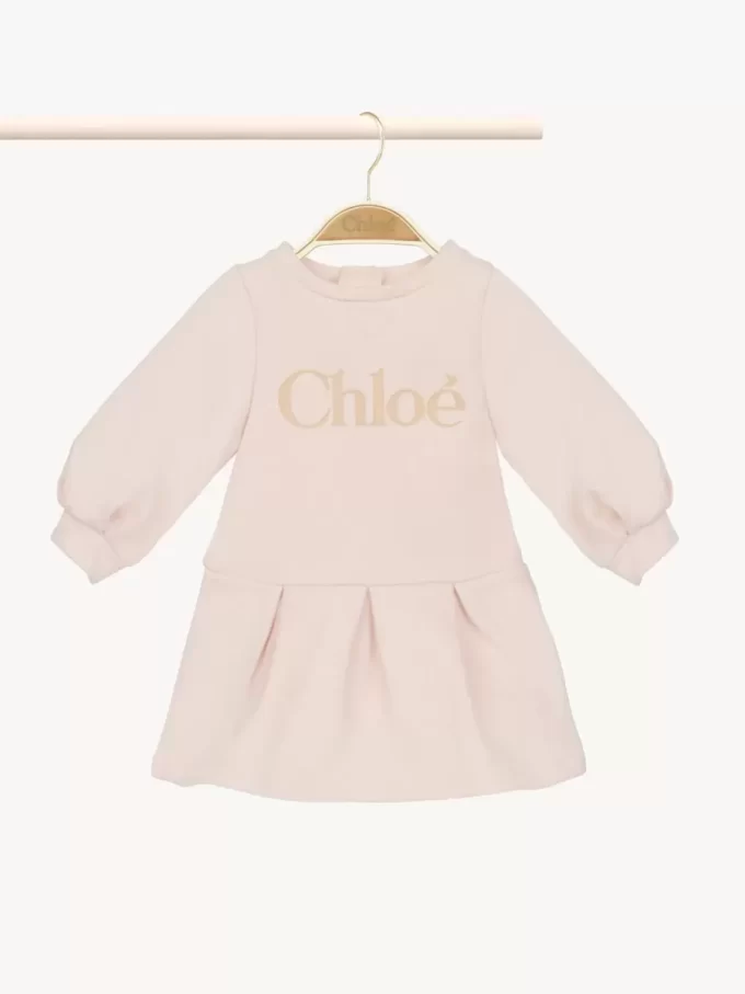 Vestido infantil de manga larga con logotipo