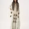 Vestido largo oversize con volantes en muselina de seda