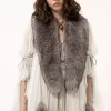 Vestido largo oversize con volantes en muselina de seda