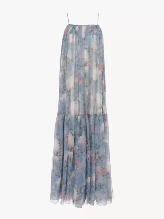 Vestido largo sin mangas en muselina de seda