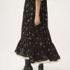 Vestido midi de escote redondo en charmeuse de seda y encaje